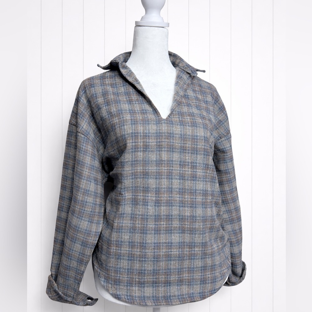 Vintage Wool-Blend Plaid Pullover Shirt | Cabin Core | Unbranded
